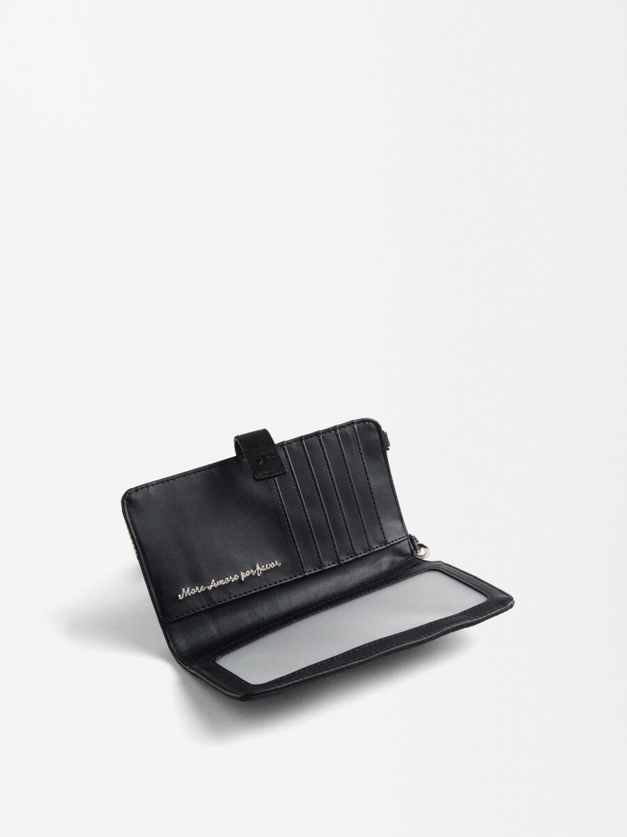 Bolsa Para Móvil De Nylon Con Corazones negro
