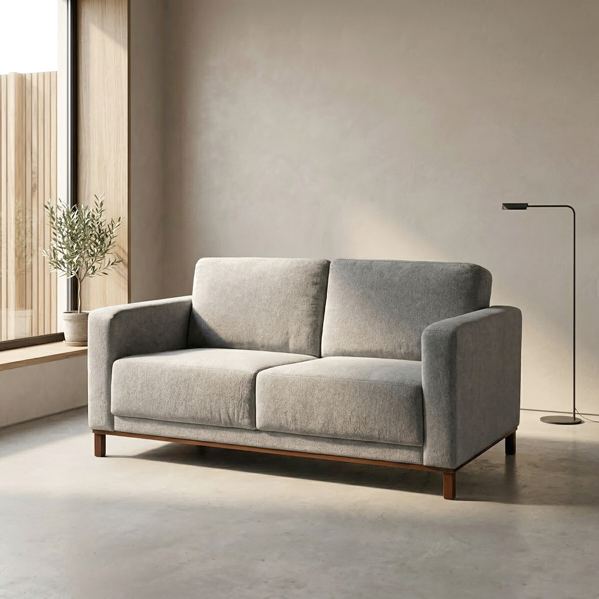 Sofá Barcelo - Tela Microfibra - 2 cuerpos - Kruger 06-155 (Ceniza) 