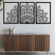 Triptico Cuadro Mandala En Madera Calada 103 X 70 Cmts Negro