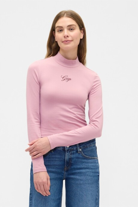 Remera Polera Logo Gap Mujer Lilas Pink 2