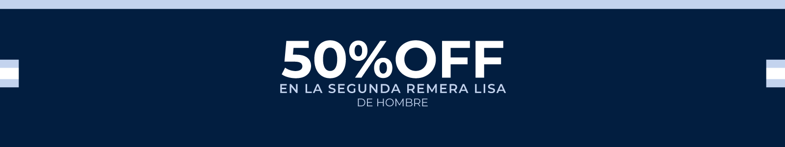 50%OFF en la segunda remera lisa de hombre SS26
