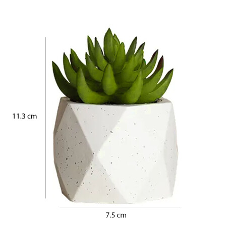 Mini Planta Artificial Decorativa Maceta Rombos en Cemento Verde Claro