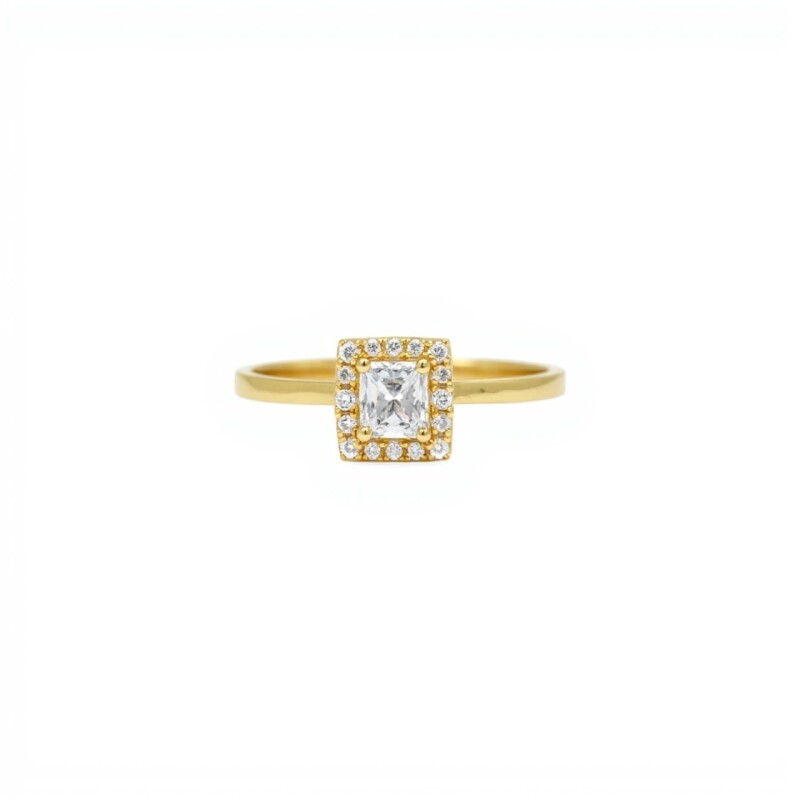 Anillo compromiso Cuadrado -Oro bajo-Piedras zirconias-AN8556 conpiedra