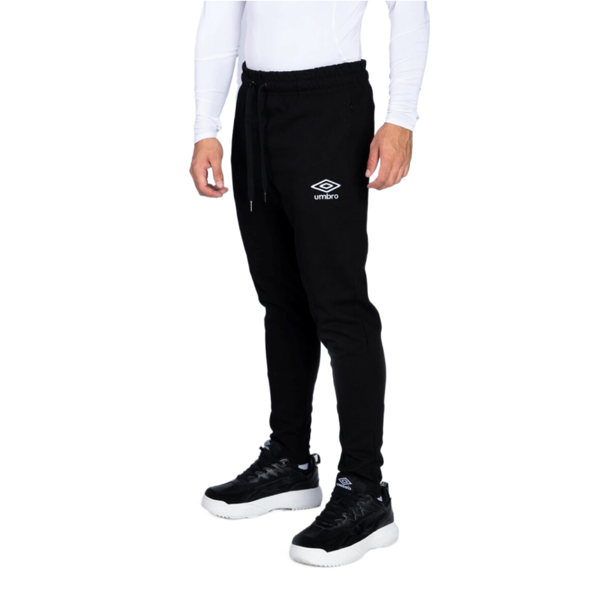 Pantalon de Hombre Umbro Felpa C/Puño Adulto - Negro Melange 