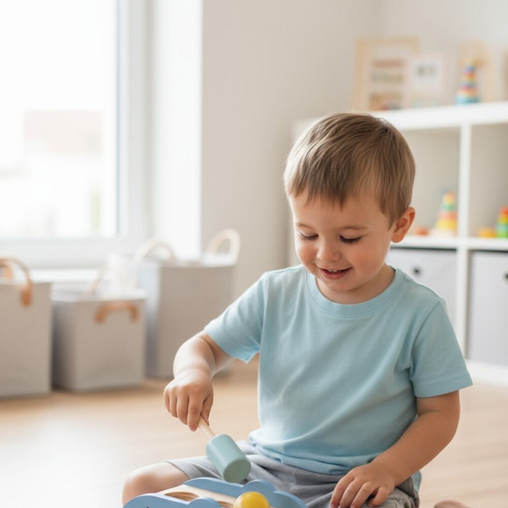 Juguete elefante martillo encastre BUBA cloudy montessori Juguete elefante martillo encastre BUBA cloudy montessori