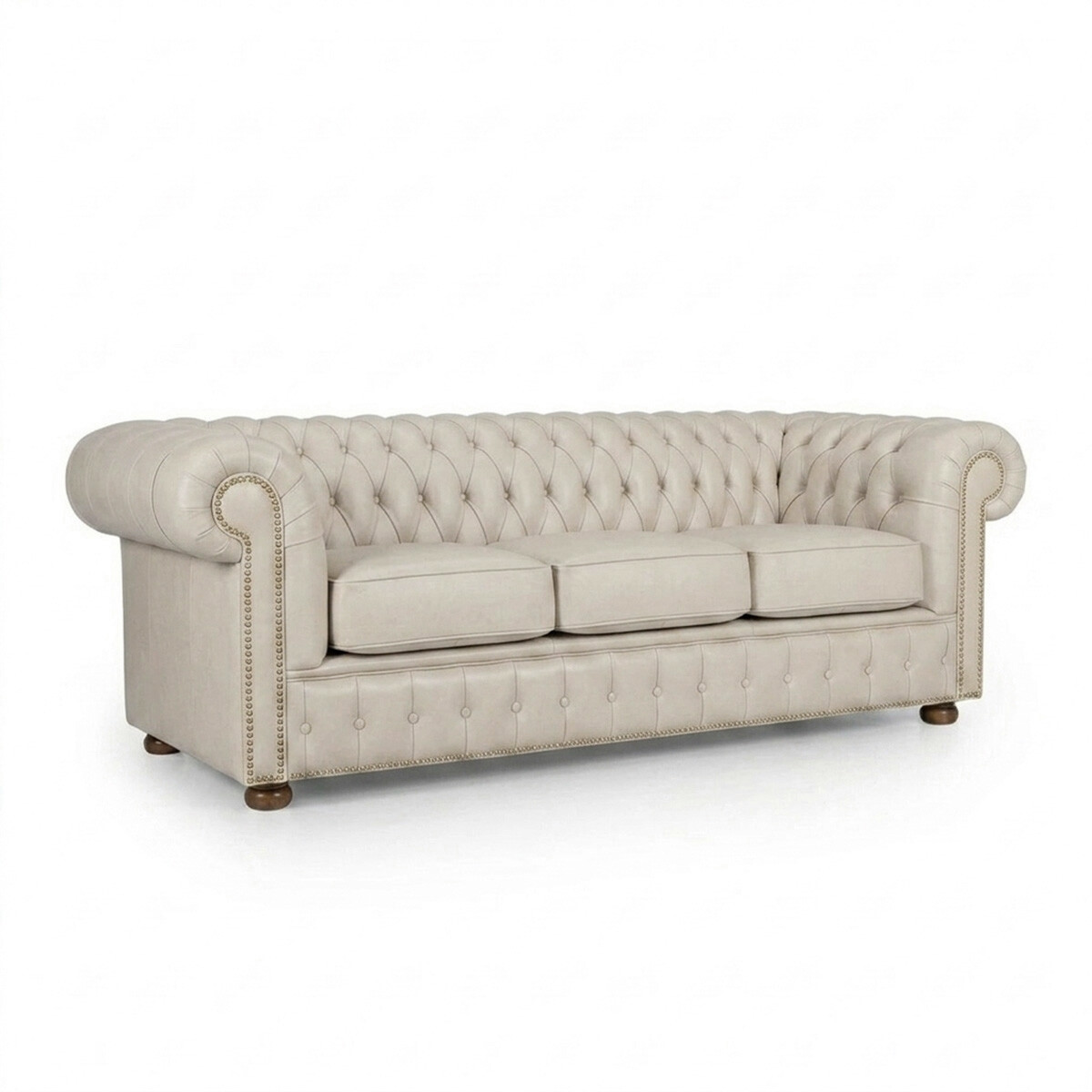 Sofá Chesterfield Novo - Cuero Básico - 3 cuerpos - Off White - (Preventa) 