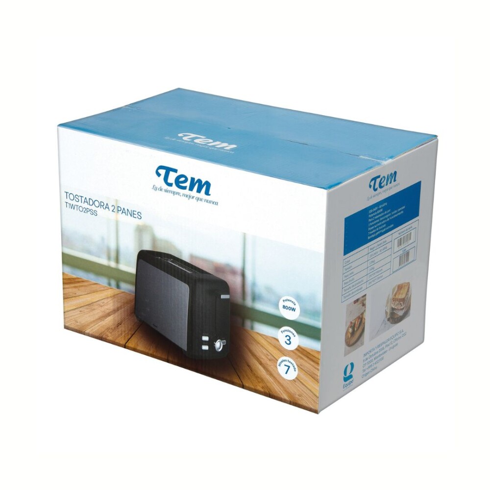 Tostadora 2 Panes Negro 800W - Modelo Z7500 - Tem Tostadora 2 Panes Negro 800W - Modelo Z7500 - Tem