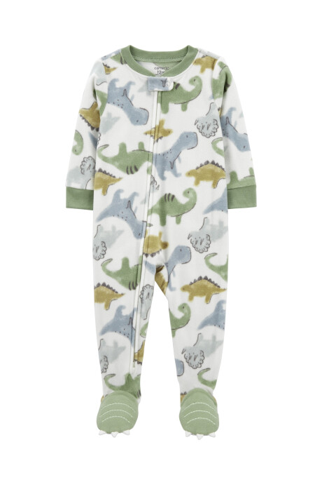 Pijama una pieza de micropolar, con pie, diseño dinos Sin color