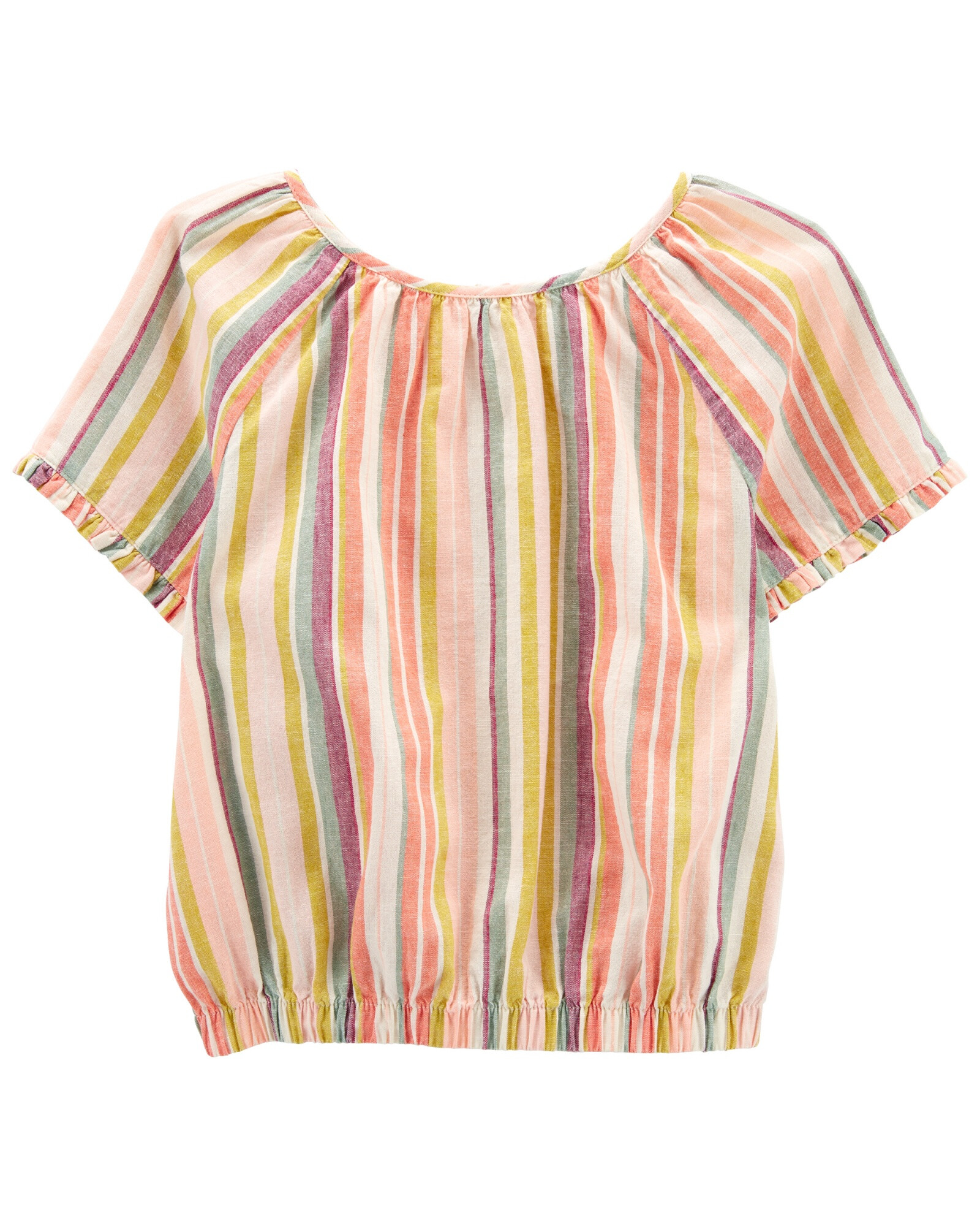 Blusa de lino diseño a rayas Sin color