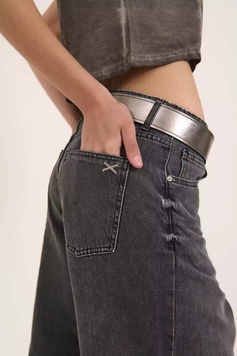 JEAN BAGGY SHINY BLACK Gris