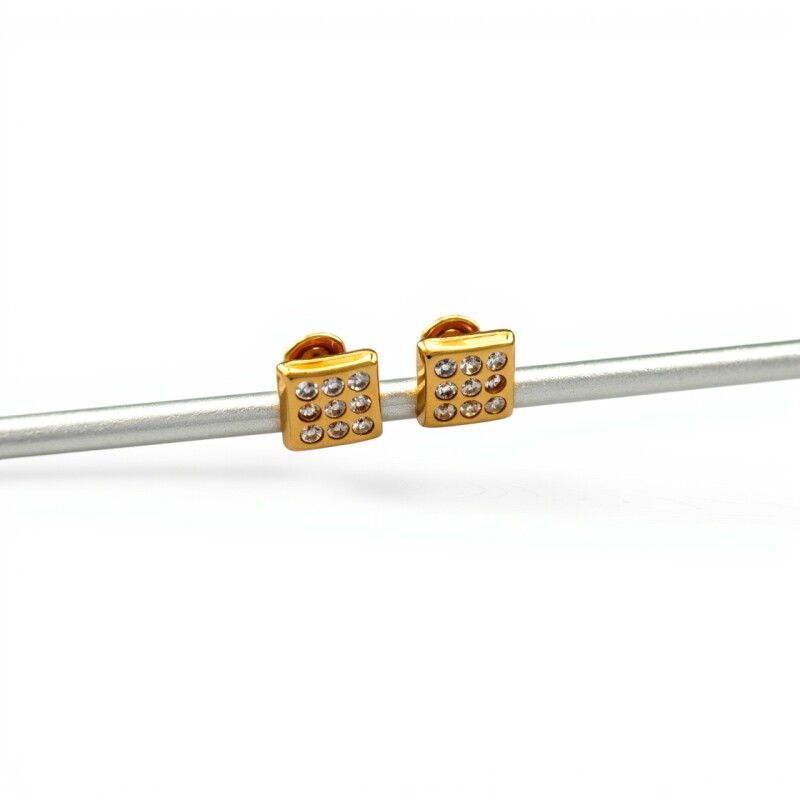 Caravanas Panel oro - Oro bajo - Zirconia- CA8075 conpiedra