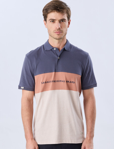 REMERA POLO RAYADA JERSEY Azul Oscuro