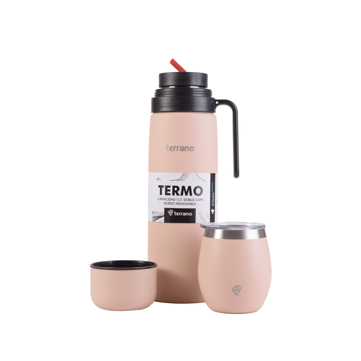 Kit Termo Manija Rigida + Mate con Tapa - Rosado 