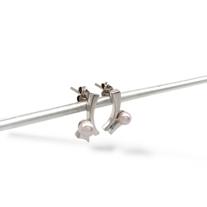 Caravanas Vintage Perlas españolas-Plata 925-Con Perla y zirconia-CA3253 conperla