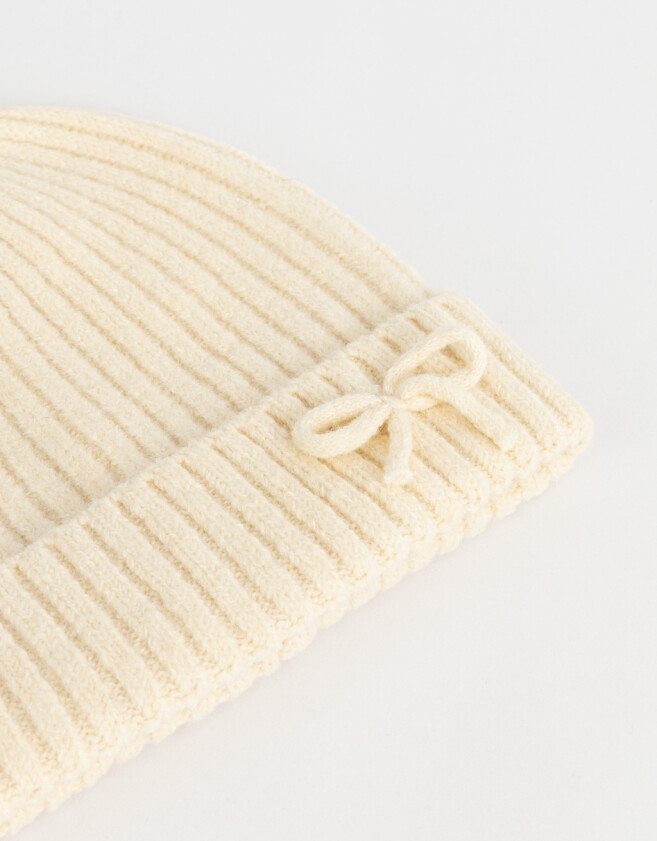 Gorro Cute Gorro Con Moño - Blanco Crudo