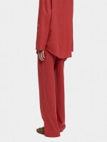 Pantalón Mezcla De Lino Cintura Elástica teja