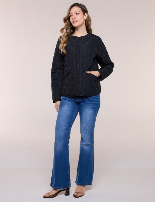 Campera Matelassé Broches A Presión NEGRO