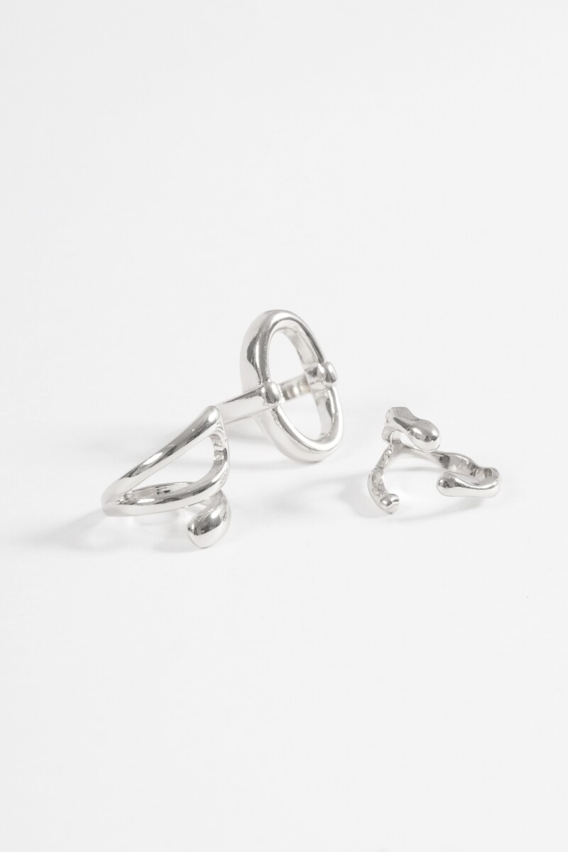 Set de 3 anillos bold plateado