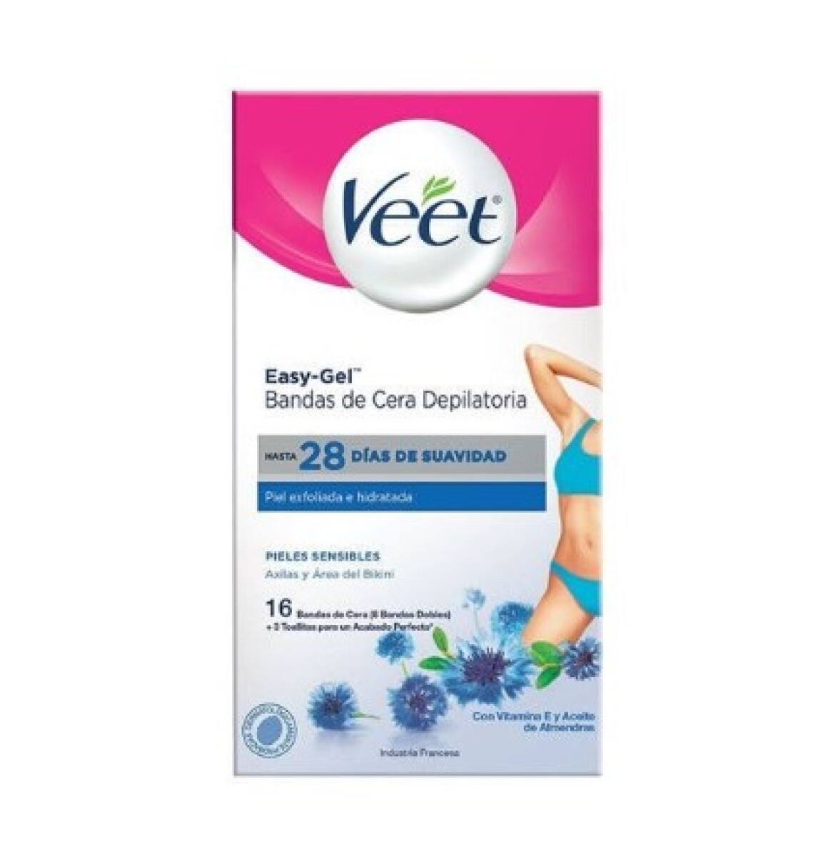 Veet x16 bandas de cera depilatoria axilas y área del bikini 