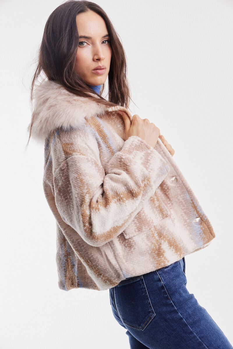 Campera Power Rombos Beige/Celeste
