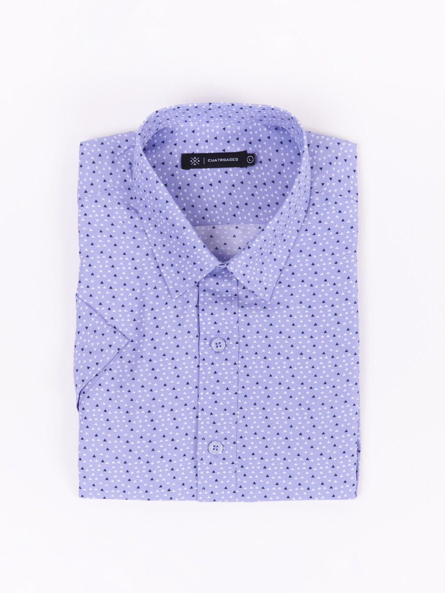 Camisa m/c estampada - celeste 