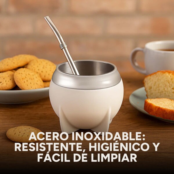 Mate Clásico de Acero Inoxidable Diseño Clásico Duradero Color Blanco