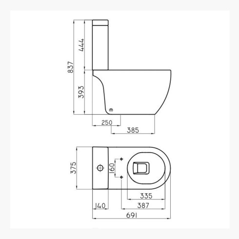 Juego De Inodoro Con Mochila Touchless Y Tapa Linea Fontana Marca Ferrum BLANCO