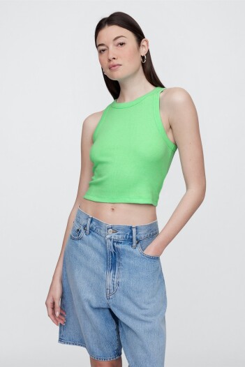 Musculosa Crop Mujer Neon Lime Green