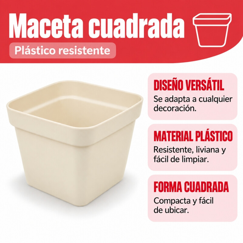 Set x3 Maceta cuadrada 1,9 lts ARENA