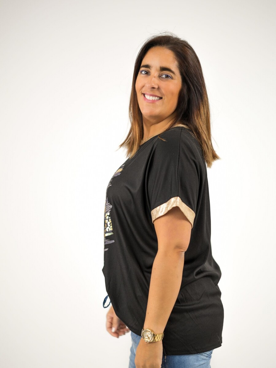 Blusa elastizada tipo morley Negro