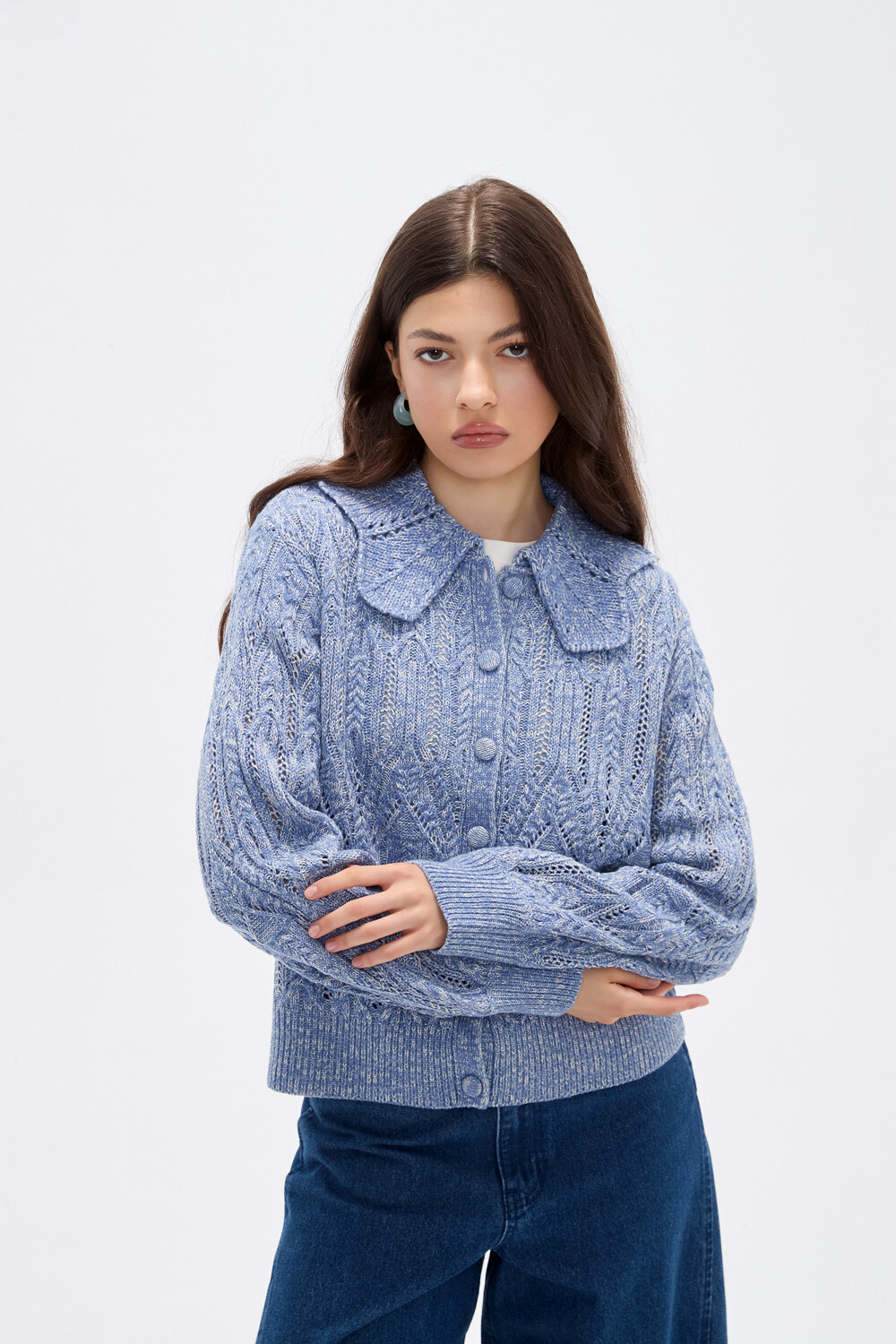 Cardigan Nerua Celeste Grisaceo