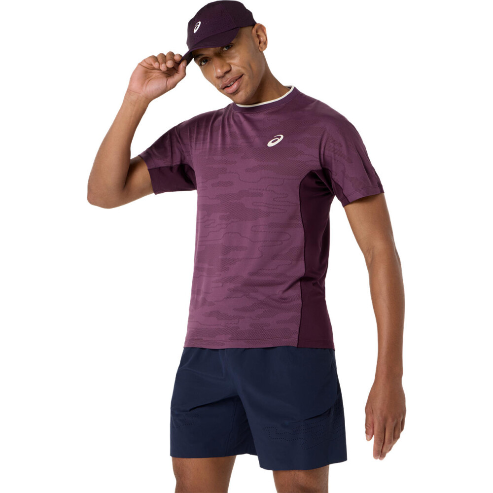 Polos Tenis Match Jacquard SS Top Hombre Dark Aubergine