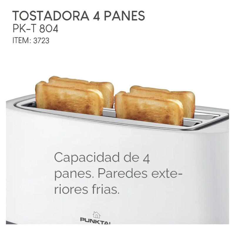 Tostadora Punktal 4 Panes 1400W 7 Niveles Blanca Tostadora Punktal 4 Panes 1400W 7 Niveles Blanca
