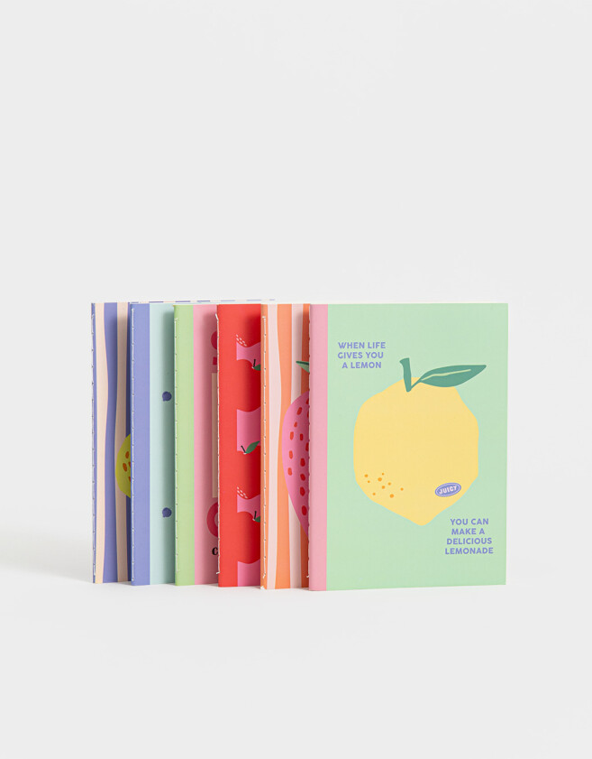 Anotadores Cuadernos y Memos Foodie Set De Cuadernos A6 Estampados - Combinacion Multicolor