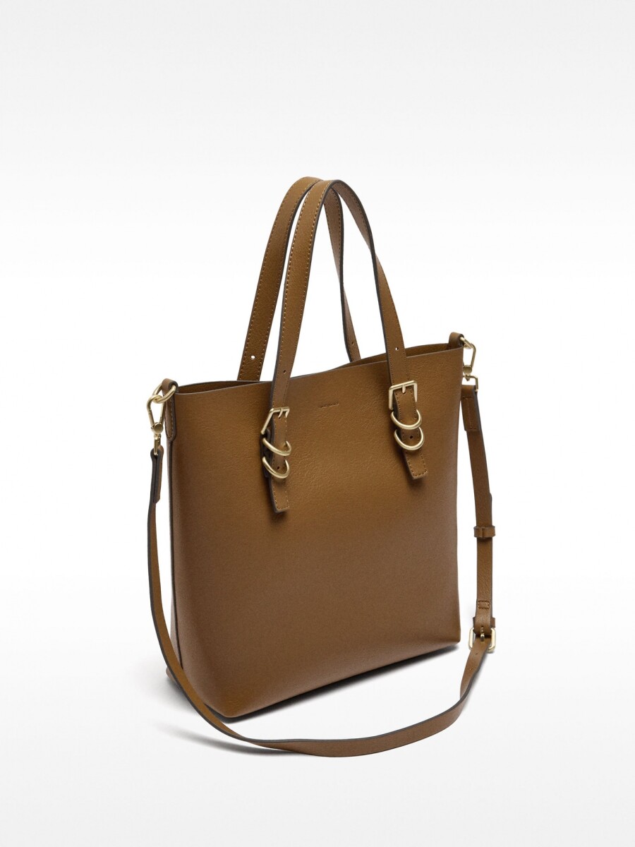 Bolso Tote Con Penduro camel