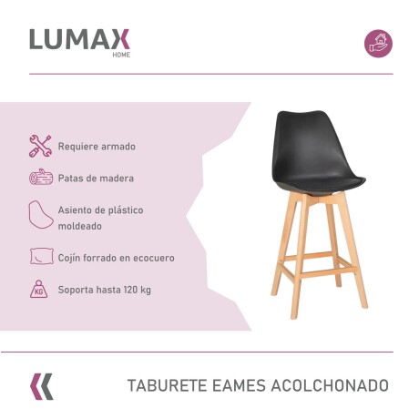 Taburete Tulip Eames acolchonado Negro