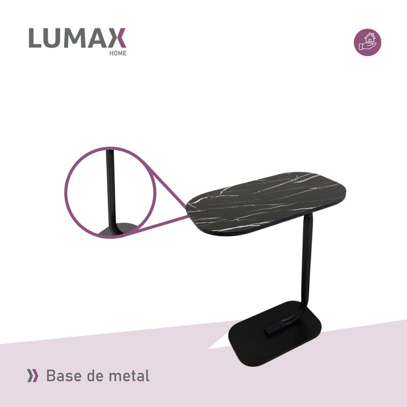 Mesa auxiliar Lumax de arrime MDF símil mármol para living Mesa auxiliar Lumax de arrime MDF símil mármol para living