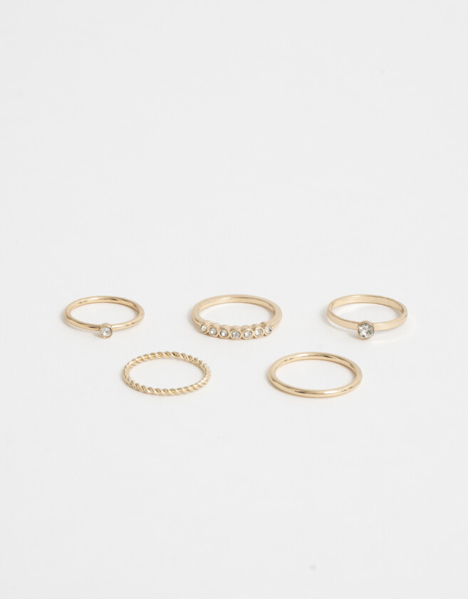 Sets Anillos Strass Crystal Sets De Anillos Son Strass Crystal - Dorado