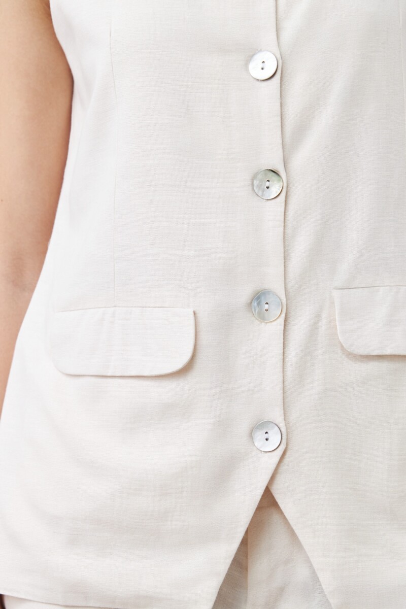 Chaleco con botones de nacar beige melange