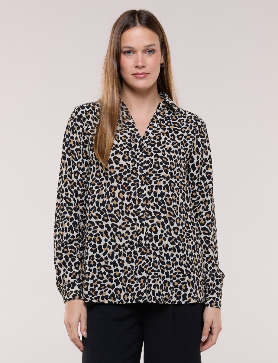 Camisa Gasa Print - Multi/beige 