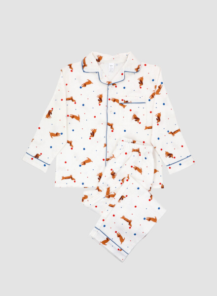 Pijama franela bow pattern Marfil