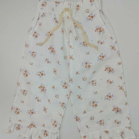 Pantalón blanco con flores nena Pantalón blanco con flores nena
