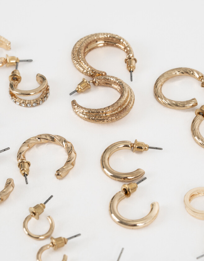 Aros Argollas Set Metal Aros Argollas Sets - Dorado