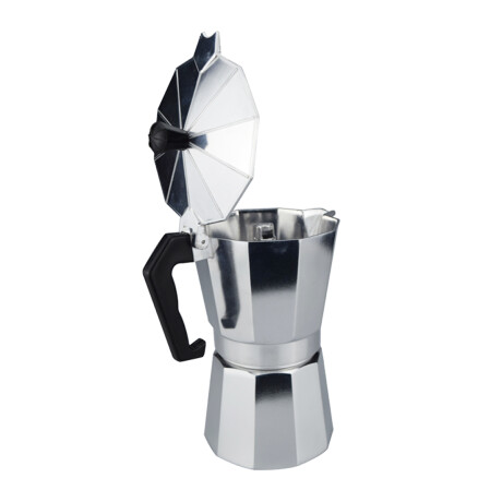 Set Café c/ Cafetera Italiana 9 Tazas + 6 Tazas Vidrio 250Ml Plata/transparente