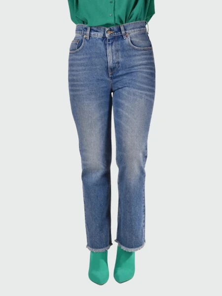 Golden Goose-Jean desgastado con bolsillos y pierna acampanada Azul