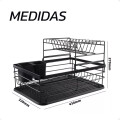 Escurridor de Platos Vasos Cubiertos Copas Doble Compartimento de Color Negro Escurridor de Platos Vasos Cubiertos Copas Doble Compartimento de Color Negro
