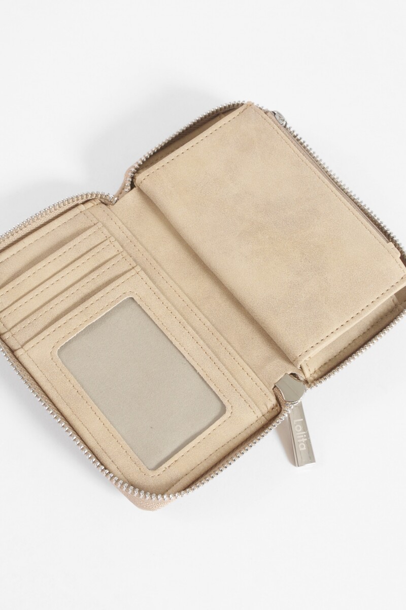Billetera con tachas beige