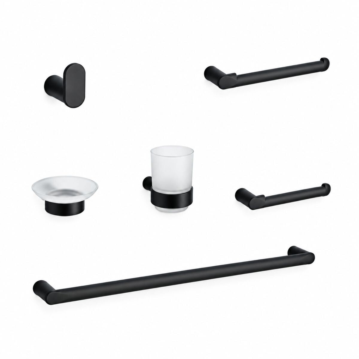 Set De Accesorios 6 Piezas Aqualia Acero Inox Negro Mate 