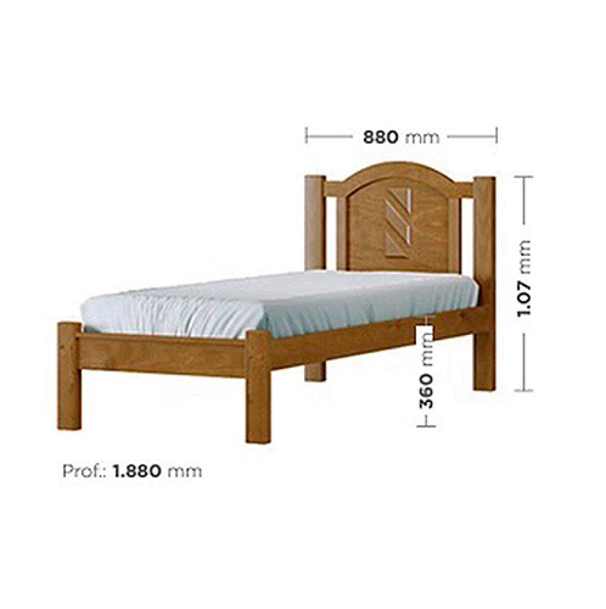 CAMA 1PL SSL GRECIA c/Respaldo Alto Madera - Sin color 