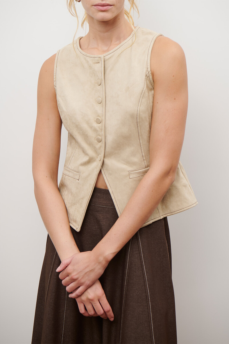 CHALECO SUEDE NATURAL